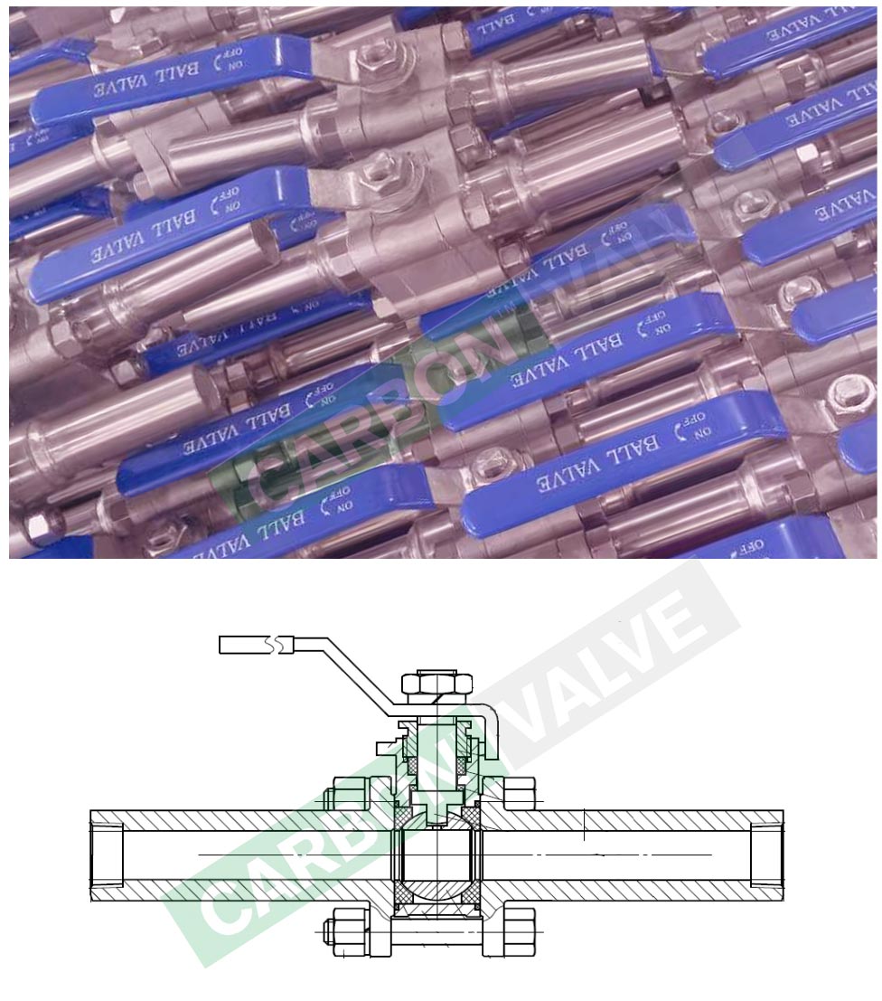 3pc ball valve with extended nipple